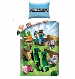 Pościel dziecięca Minecraft 140 x 200 cm wielokolorowy Halantex creeper