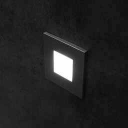 Hera Oprawa wpuszczana ścienna LED Wall F, czarna, 7,5 x cm, blacha metalowa F, czarny, przedpokój, metal, nowoczesny