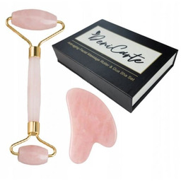 Masażer Do Twarzy Kamienny Kwarcowy Roller Zestaw Z Gua Sha Na Prezent