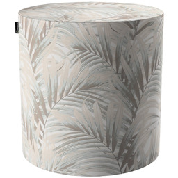 Puf Barrel, beżowo-kremowe liście palmy na białym tle , ø40, wys. 40 cm, Gardenia