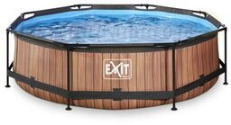 Basen Exit Wood brązowy okrągły 300 cm ogrodowy + pompa filtrująca