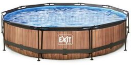 Basen Exit Wood brązowy okrągły 360 cm składany + pompa filtrująca