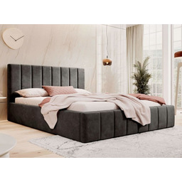 Łóżko tapicerowane z pojemnikiem SFG0116 140x200 Welur Czarny