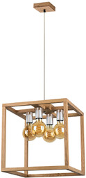 Kago Lampa Wisząca 4xE27 Max.60W Dąb Olejowany/Chrom/Transparentny 61580474