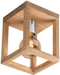 Kago Lampa Sufitowa 1xE27 Max.60W Dąb Olejowany/Chrom 9158174