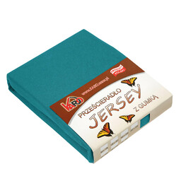 KARO Prześcieradło jersey z gumką 90x200 turkusowe morskie 048 grube 150g/m2
