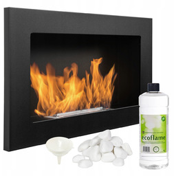 Biokominek czarny 650x400 Szeroki Regulowany Ogień