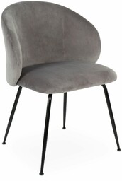 Krzesło Ganta do jadalni, tapicerowane, welurowe, szare na czarnych metalowych nóżkach