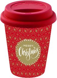 PORCELANOWY KUBEK PODRÓŻNY Merry Christmas - GWIAZDKOWY! Z SILIKONOWĄ POKRYWKĄ 220 ml