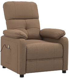 Fotel Z Masażem, Brązowy, Obity Tkaniną