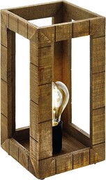 EGLO Lampa stołowa Takhira, 1 punktowa lampa stołowa w stylu vintage, retro, rustykalna, lampa nocna ze stali i drewna, lampa do salonu w kolorze czarnym, brązowym, lampa z przełącznikiem, oprawka E27