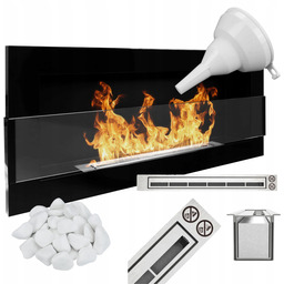 Biokominek 900x400 czarny połysk z szybą