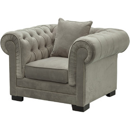Fotel Chesterfield Classic Velvet Light Grey 118x96x77cm, 118 x 96 x 77 cm