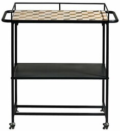 Villa Collection KARV Wózek Barowy na Kółkach - Czarny z Kamiennym Blatem