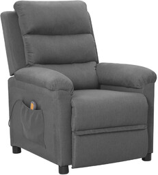 Fotel Masujący, Jasnoszary, Obity Tkaniną