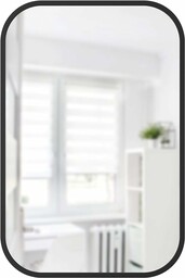 Umbra Piasta 61 x 91 cm prostokątne lustro ścienne z gumową ramą, nowoczesna dekoracja pokoju do wejść, toalet, salonów i nie tylko, czarne