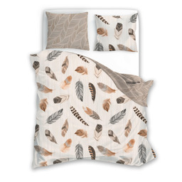 Faro Pościel z mikrofibry 160x200 liście beżowa 009 XV25