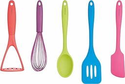 Colourworks CWBRTOOLS5PC zestaw silikonowych przyborów kuchennych, w pudełku na prezent, wielokolorowy, 5 sztuk