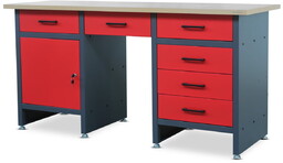 Stół warsztatowy FRANK 1700 x 850 x 600 mm antracytowo-czerwony