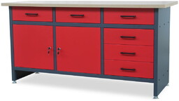 Stół warsztatowy HENRY 1700 x 850 x 600 mm antracytowo-czerwony