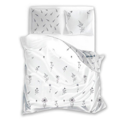 Faro Pościel bawełniana 160x200 biała szara kwiaty Letni Sen 020