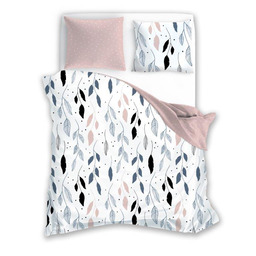 Faro Pościel bawełniana 160x200 pudrowa szara liście Letni Sen 021