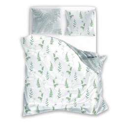Faro Pościel bawełniana 160x200 biała zielona liście Letni Sen 023