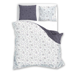 Faro Pościel bawełniana 160x200 biała grafitowa kwiaty Letni Sen 024