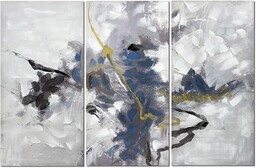 Romimex Zestaw 3 obrazów szare płótno 80 x 120 x 3 cm