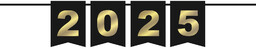 Baner sylwestrowy złoty 2025 - 1 szt.
