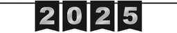 Baner sylwestrowy srebrny 2025 - 1 szt.