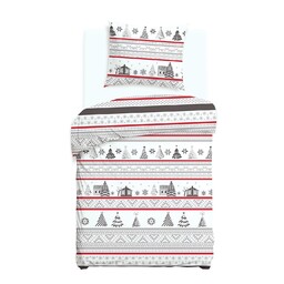 Darymex Pościel flanelowa 140x200 31514/1 świąteczna szara czerwona z jedną poszewką Flanelove