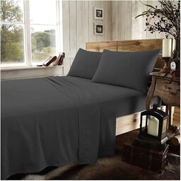 Jednokolorowe prześcieradła z gumką w rozmiarze king size - prześcieradło ze szczotkowanej tkaniny bawełnianej z elastycznymi narożnikami - pościel w jakości hotelowej - węgiel drzewny