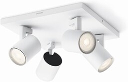 Philips myLiving Runner 4 reflektory punktowe LED (12 W), przyciemniane reflektory sufitowe z ciepłym białym światłem i czterema obrotowymi głowicami punktowymi, energooszczędne oświetlenie