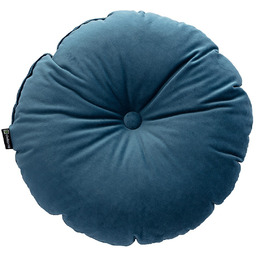 Poduszka okrągła z guzikiem, pruski błękit, 37 cm, Velvet