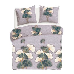 Darymex Pościel flanelowa 160x200 31510/2 beżowa zielona liście miłorzębu Flanelove