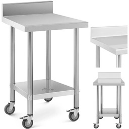 Stół blat roboczy na kółkach z rantem 2 poziomy 60 x 60 cm STAL do 120 kg