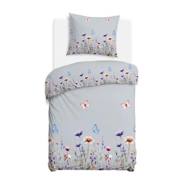 Darymex Pościel flanelowa 140x200 31512/2 szara kolorowa kwiaty z jedną poszewką Flanelove
