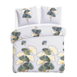 Darymex Pościel flanelowa 180x200 31510/1 szara zielona liście miłorzębu Flanelove