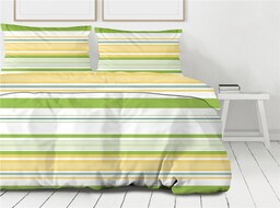 Greno Pościel bawełniana 220x200 Action zielona żółta pasy Premium Bielbaw 1