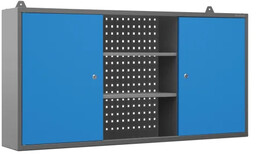 Szafka garażowa wisząca BEN, 1200 x 600 x 200 mm, antracytowo-niebieska