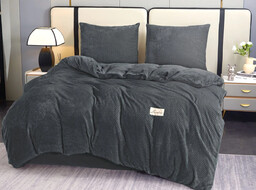 Pościel pluszowa dwustronna w kolorze grafitowym z wytłaczanym wzorem PMK-01 Mariall