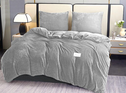 Pościel pluszowa dwustronna w kolorze szarym z wytłaczanym wzorem PMK-02 Mariall