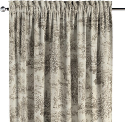 Zasłona na kanale z grzywką 1 szt., scenki rodzajowe w kolorze beżowym na tle ecru, Avinon