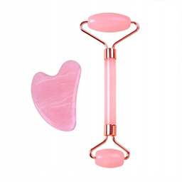 Roller do masażu twarzy + Płytka GUA-SHA Kwarc