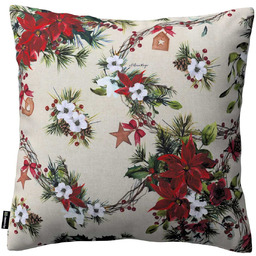Poszewka Kinga na poduszkę, gwiazdy betlejemskie na szaro-beżowym tle, 43 x 43 cm, Christmas