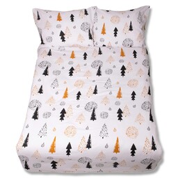 Matex Pościel flanelowa 160x200 F-87 biała czarna pomarańczowa choinki bombki