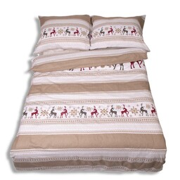 Matex Pościel flanelowa 160x200 F-88 beżowa biała świąteczna renifery