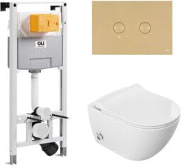 Zestaw OLI miska wc Viba + stelaż + przycisk złoty