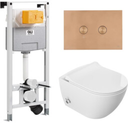 Zestaw OLI miska wc Viba + stelaż + przycisk miedziany